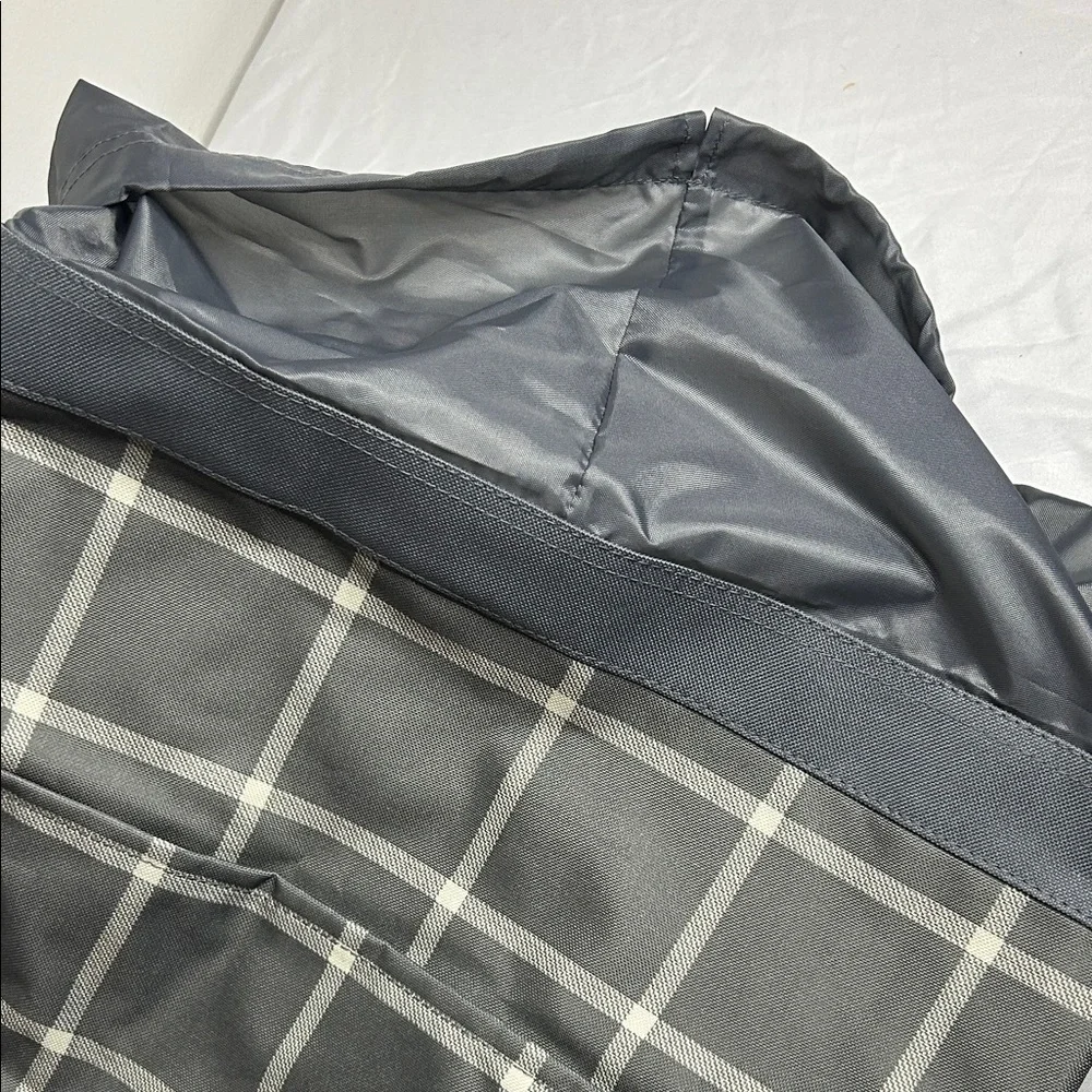 Thirty-One Gray Plaid laundry drawstring Storage bag